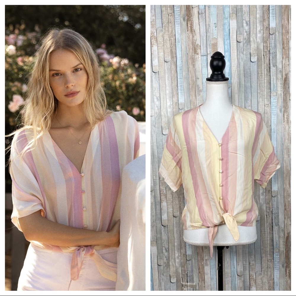 Rails Xs Sunrise Stripe Pastel Button Down Tie Fr… - image 1
